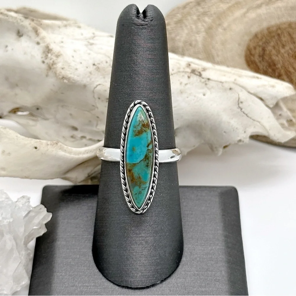 STERLING Silver Kingman Mohave Turquoise Ring